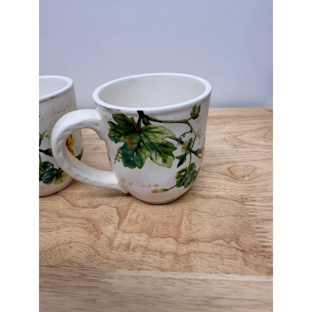 Pier 1 Imports Pumpkin Patch Ironstone Mugs Set of 5 Fall Harvest Coffee Cups#68